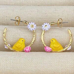 LES NEREIDES Anthropologie CHICK AND WHITE ASTER POST HOOP EARRINGS